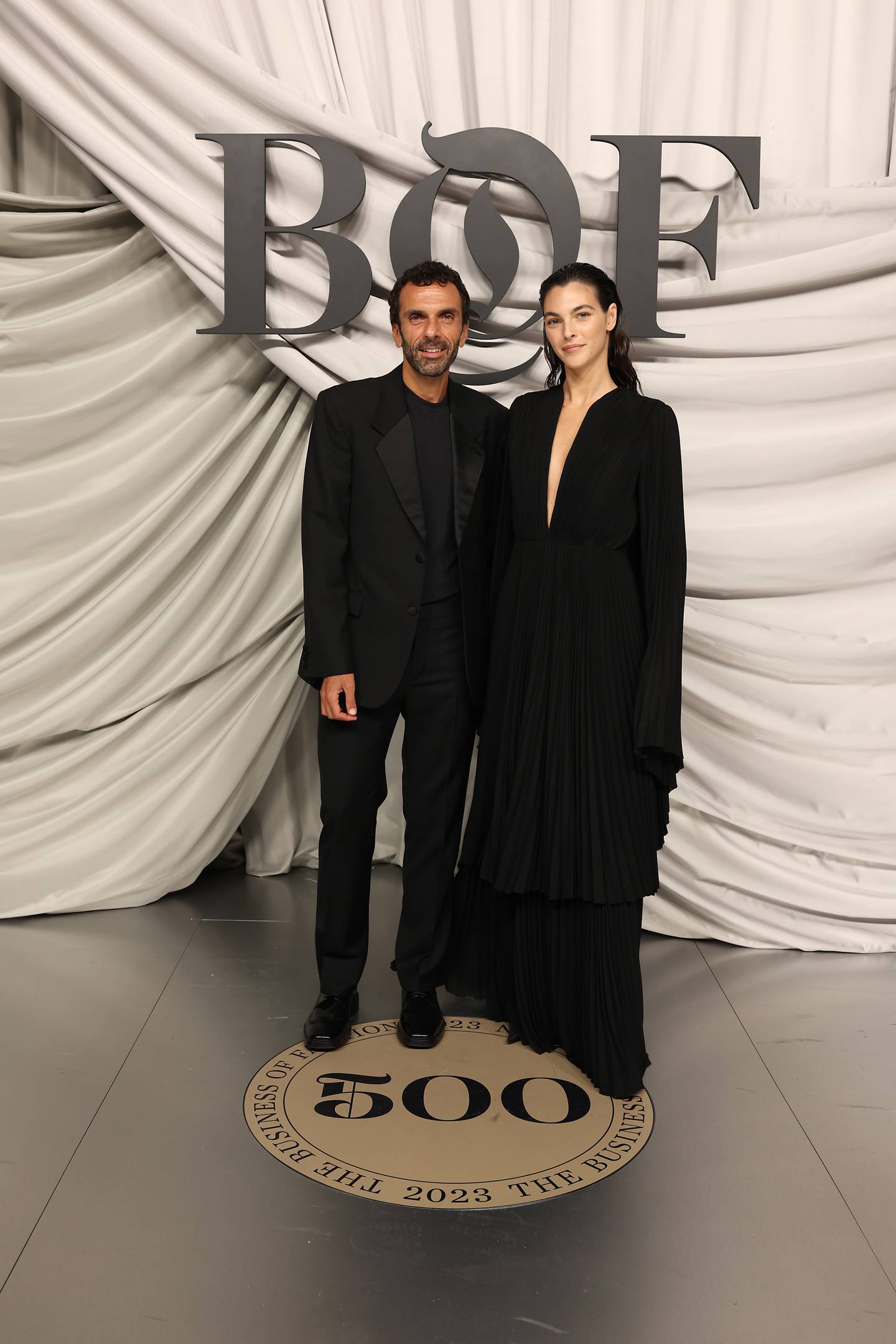 Cedric Charbit and Vittoria Ceretti attend the #BoF500 Gala during Paris Fashion Week at Shangri-La Hotel Paris on September 30, 2023 in Paris, France.