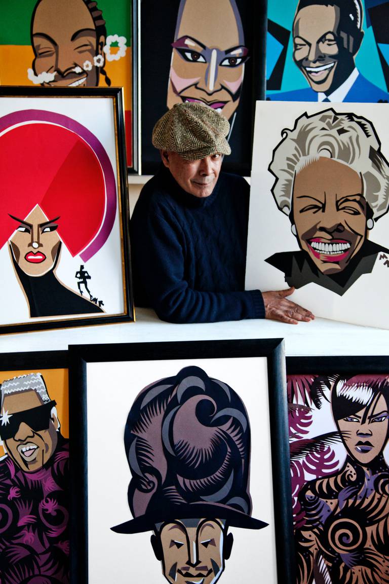 Michael Roberts with a selection of his Illustrations.