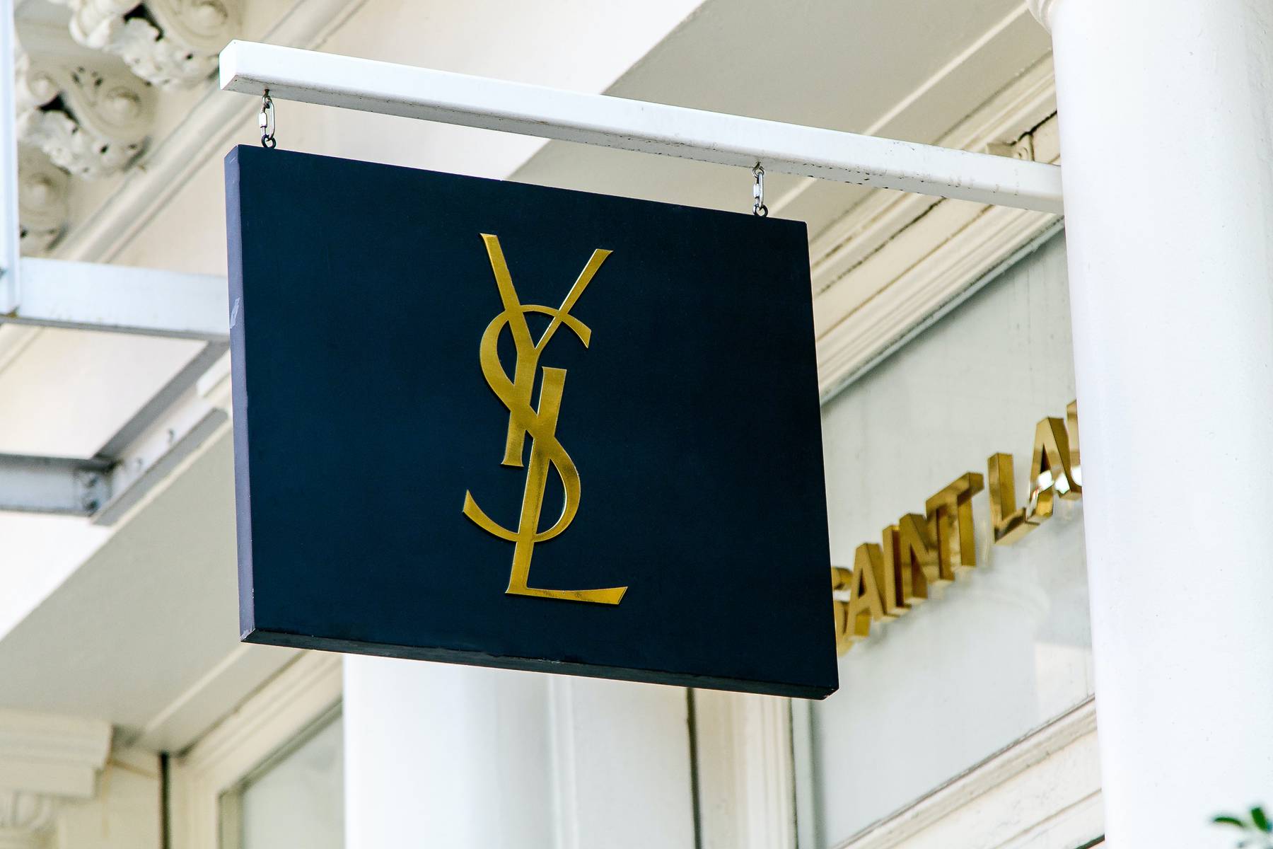Yves Saint Laurent store sign.