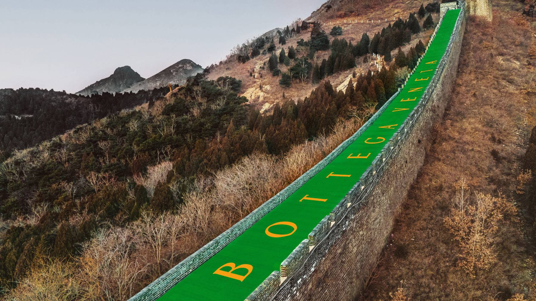 Bottega Veneta's takeover of the Great Wall of China will be live for six days. Courtesy