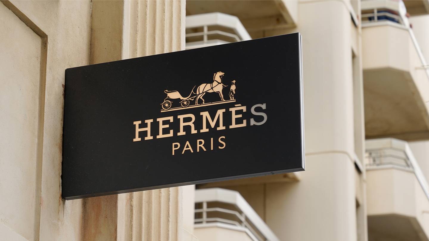 The Hermès logo outside one of the brand's stores.