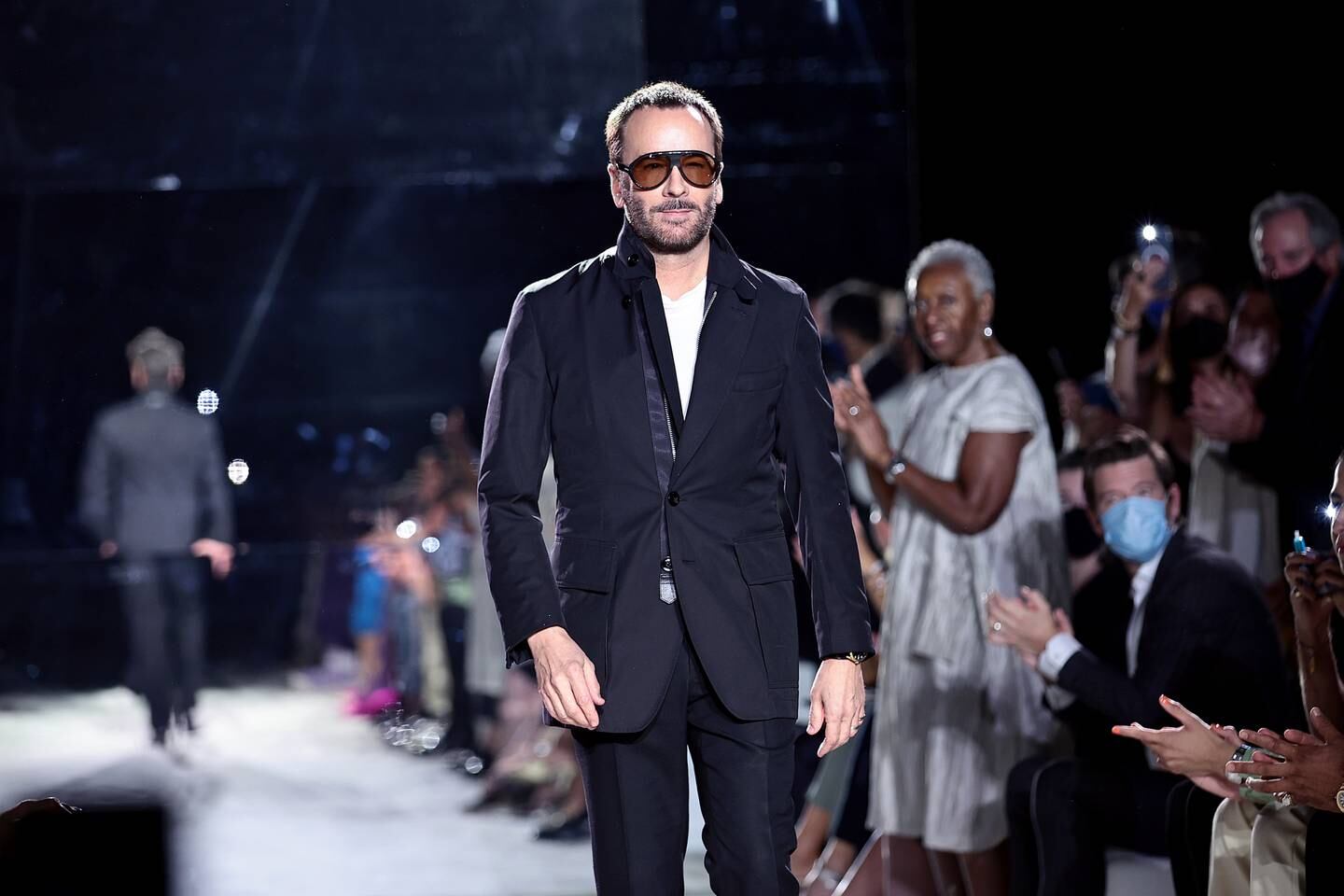 Tom Ford walks the runway at his September 2021 show.