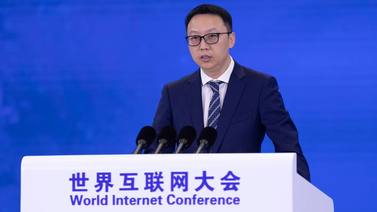 Eddie Wu Yongming, CEO of Alibaba Group, speaks during the 2023 World Internet Conference Wuzhen Summit.