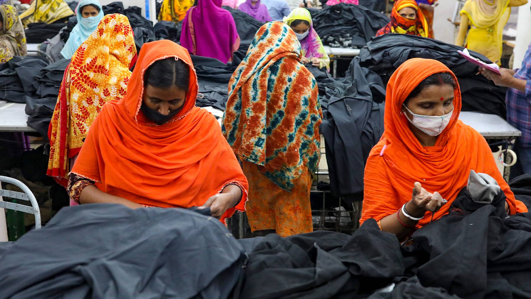 Ready-made garment workers in a factory in Dhaka, Bangladesh on February 27, 2022.