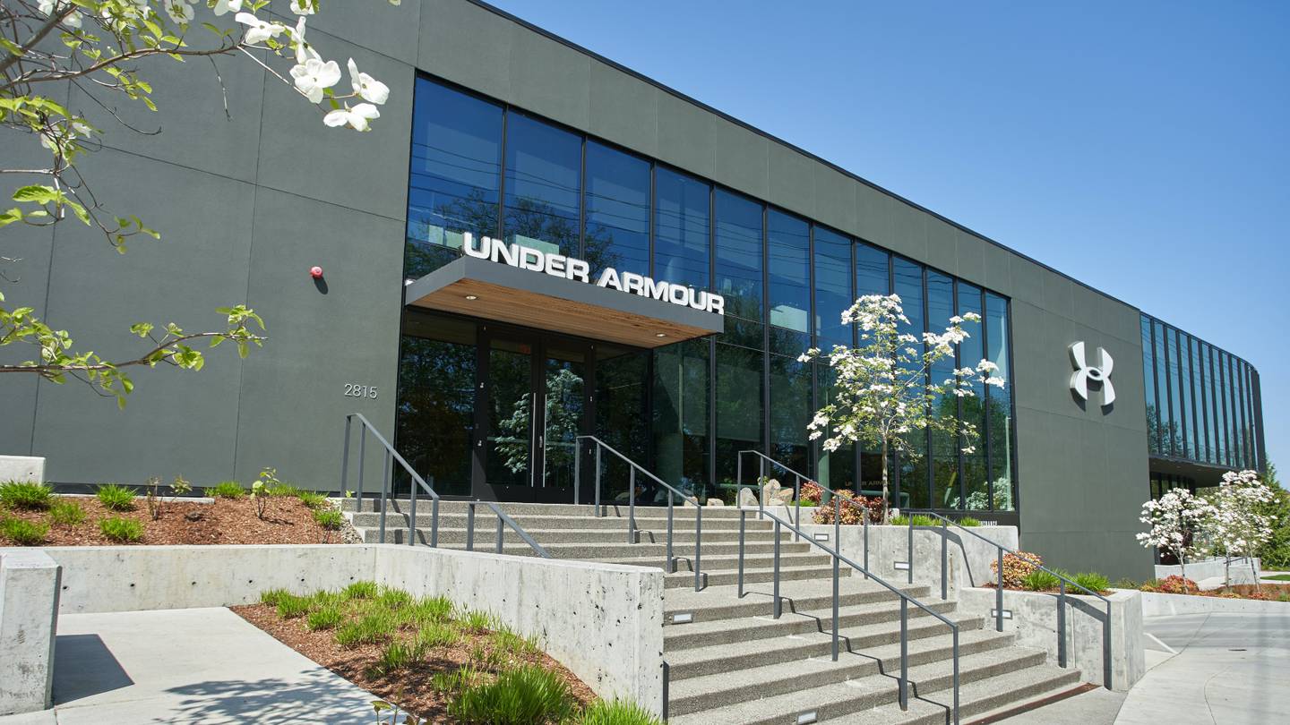 A shot of the front of Under Armour's Portland campus.