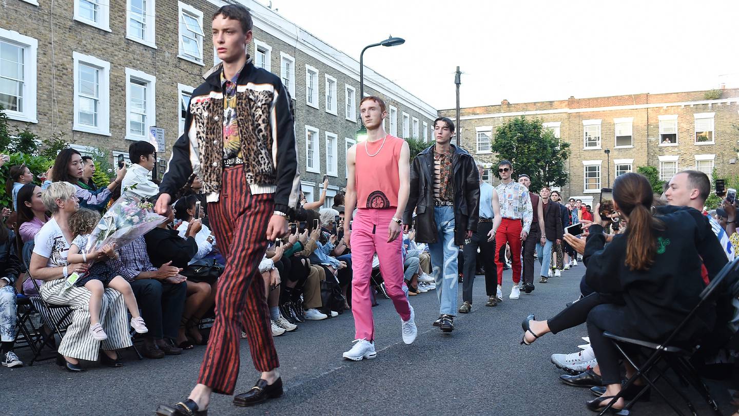 Model walk the runway at the Martine Rose show during London Fashion Week Men's June 2018. Getty Images.