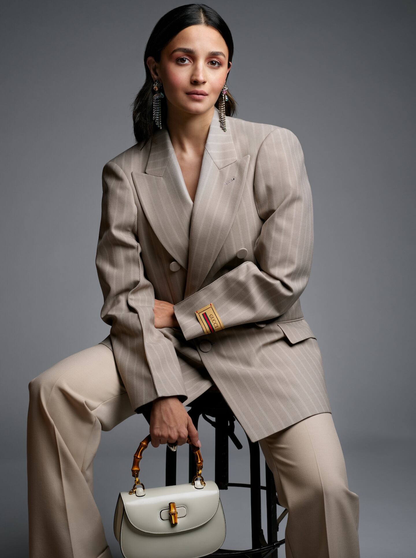 Bollywood actress Alia Bhatt became Gucci's first Indian global ambassador in 2023 pictured in a campaign shot by Mark Seliger.