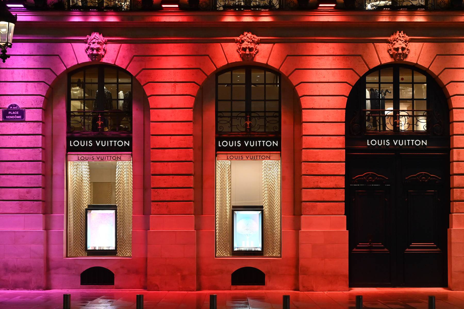 The facade of the Louis Vuitton store in Paris, France