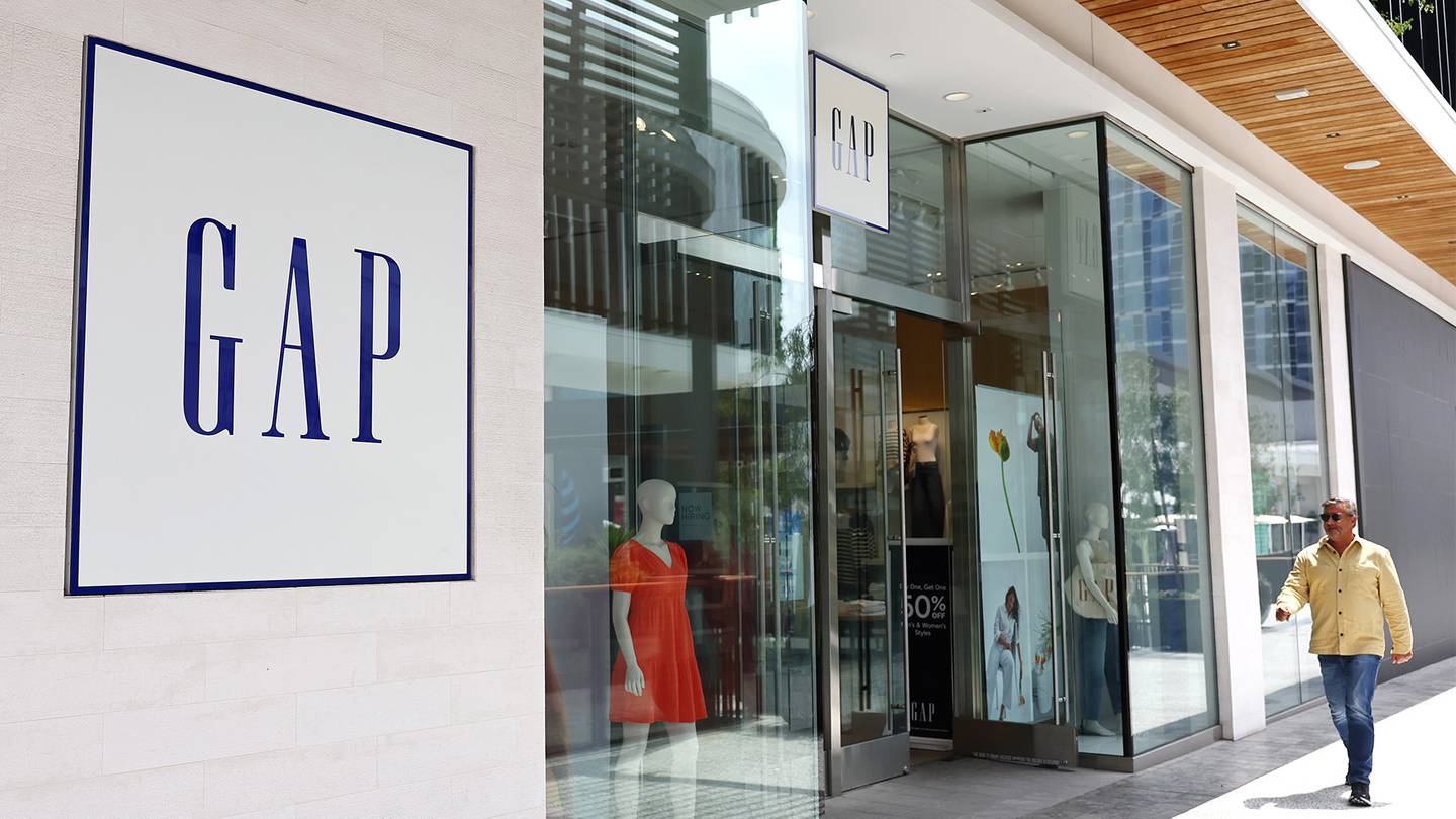The Gap logo is displayed at a Gap store.