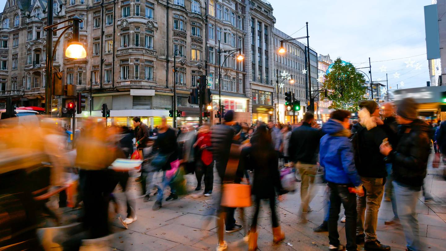 Shoppers on Oxford Street in London in December.