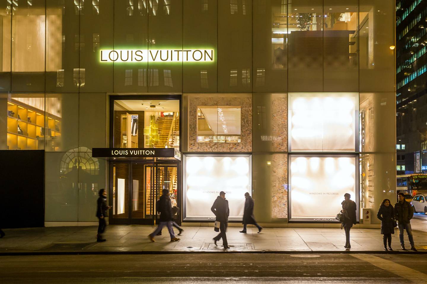 The exterior of a Louis Vuitton store.