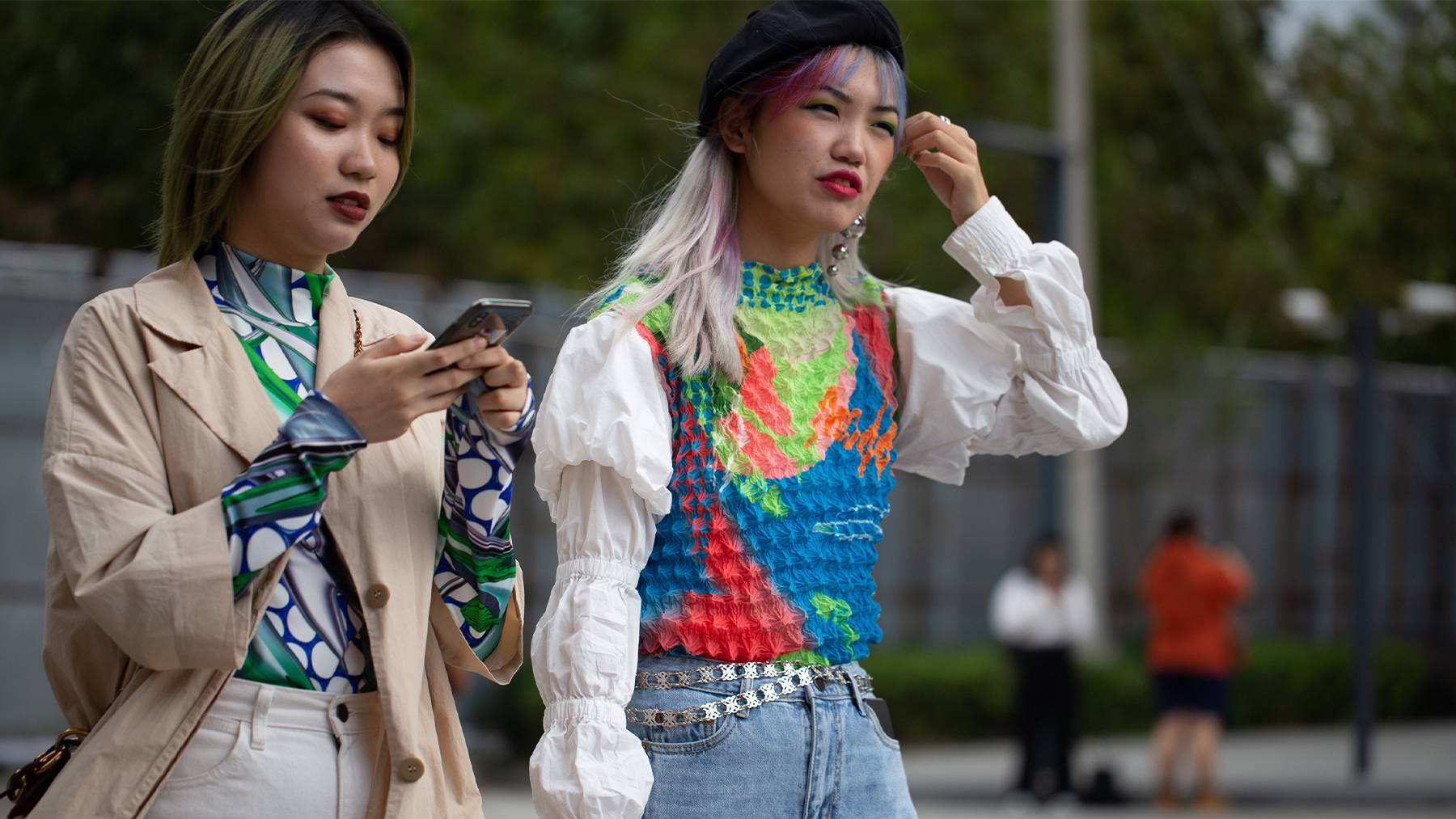 Guests attending Spring/Summer 2020 Fashion Week in Shanghai, China. Getty Images.