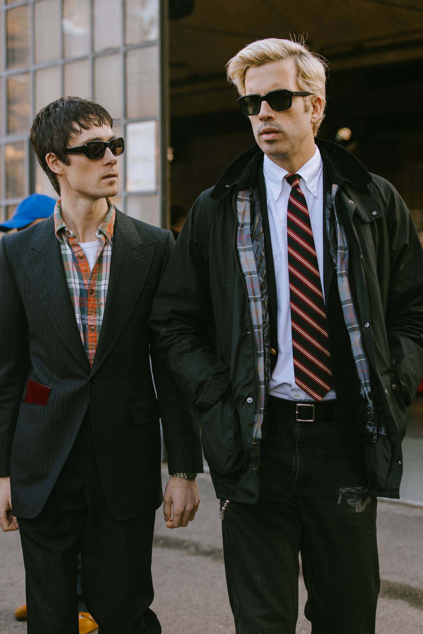 Will Welch and Sam Hine outside the Gucci Show at Milan Men's Fashion Week Autumn/Winter 2023.