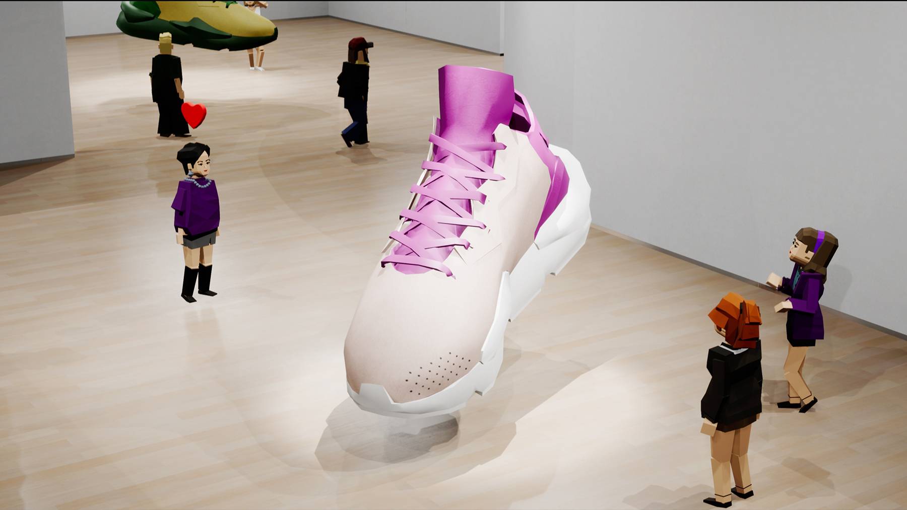 3d rendering of a metaverse sneaker shop.