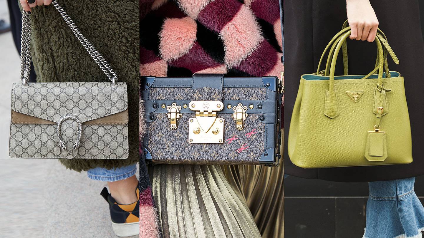 Lot Of 5 Designer Handbags. Includes Louis Vuitton, Gucci, Prada
