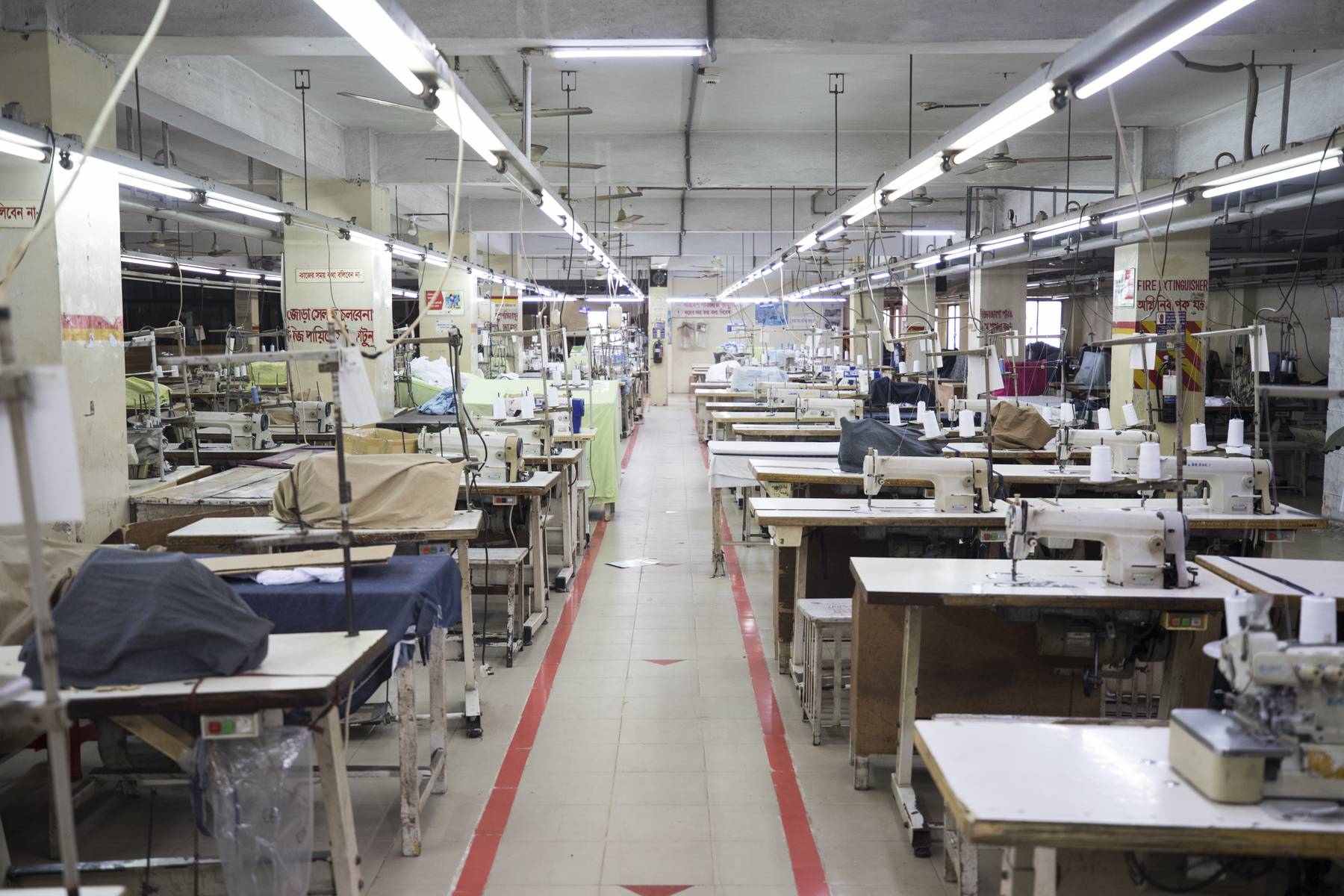 A garment factory in Dhaka, Bangladesh closed due to lockdown in April 2020.