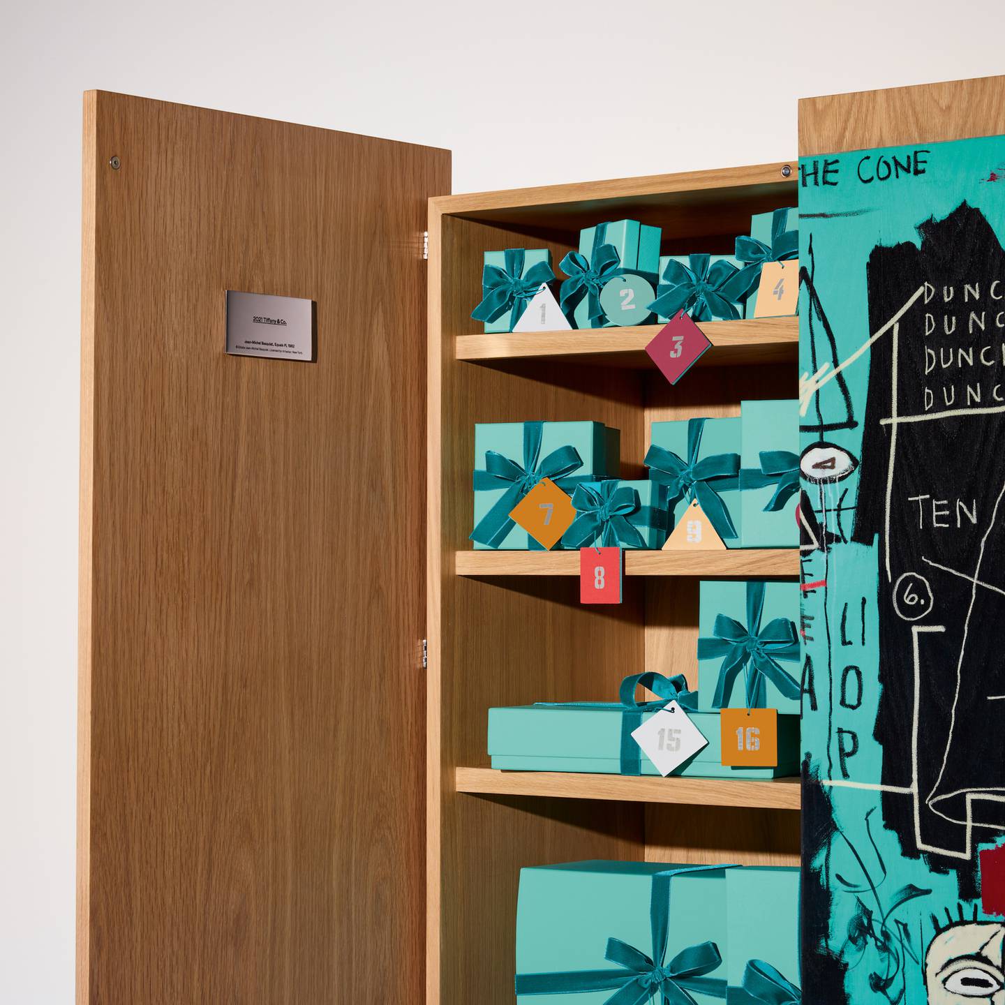 This year's Tiffany & Co. advent calendar features Michel Basquiat's 1982 painting "Equals Pi*."