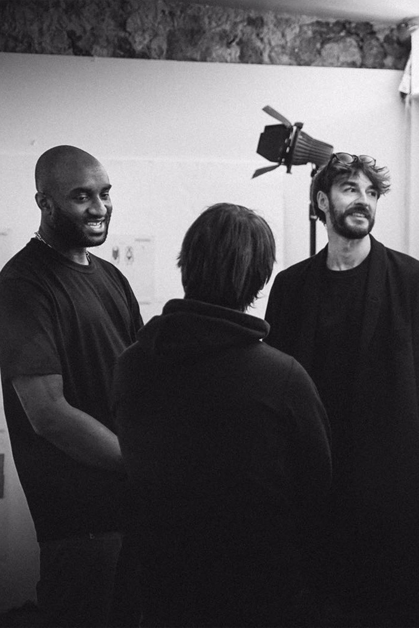Virgil Abloh, Davide De Giglio and Andrea Grilli before Off-White’s Spring/Summer 2019 Women’s Ready-to-Wear show.