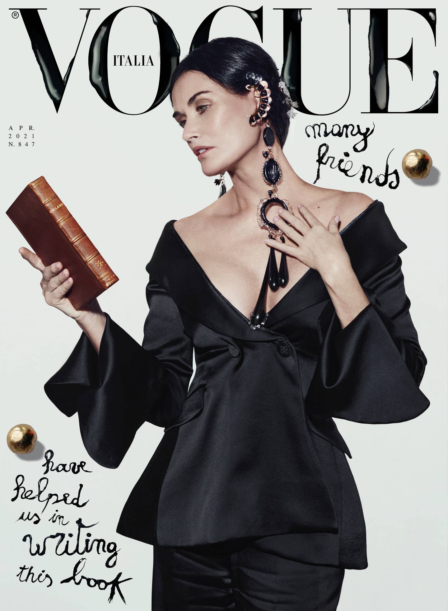 Demi Moore wearing Fendi photographed by Brett Lloyd for the cover of the April 2021 issue of Vogue Italia, guest edited by Kim Jones. Vogue Italia.