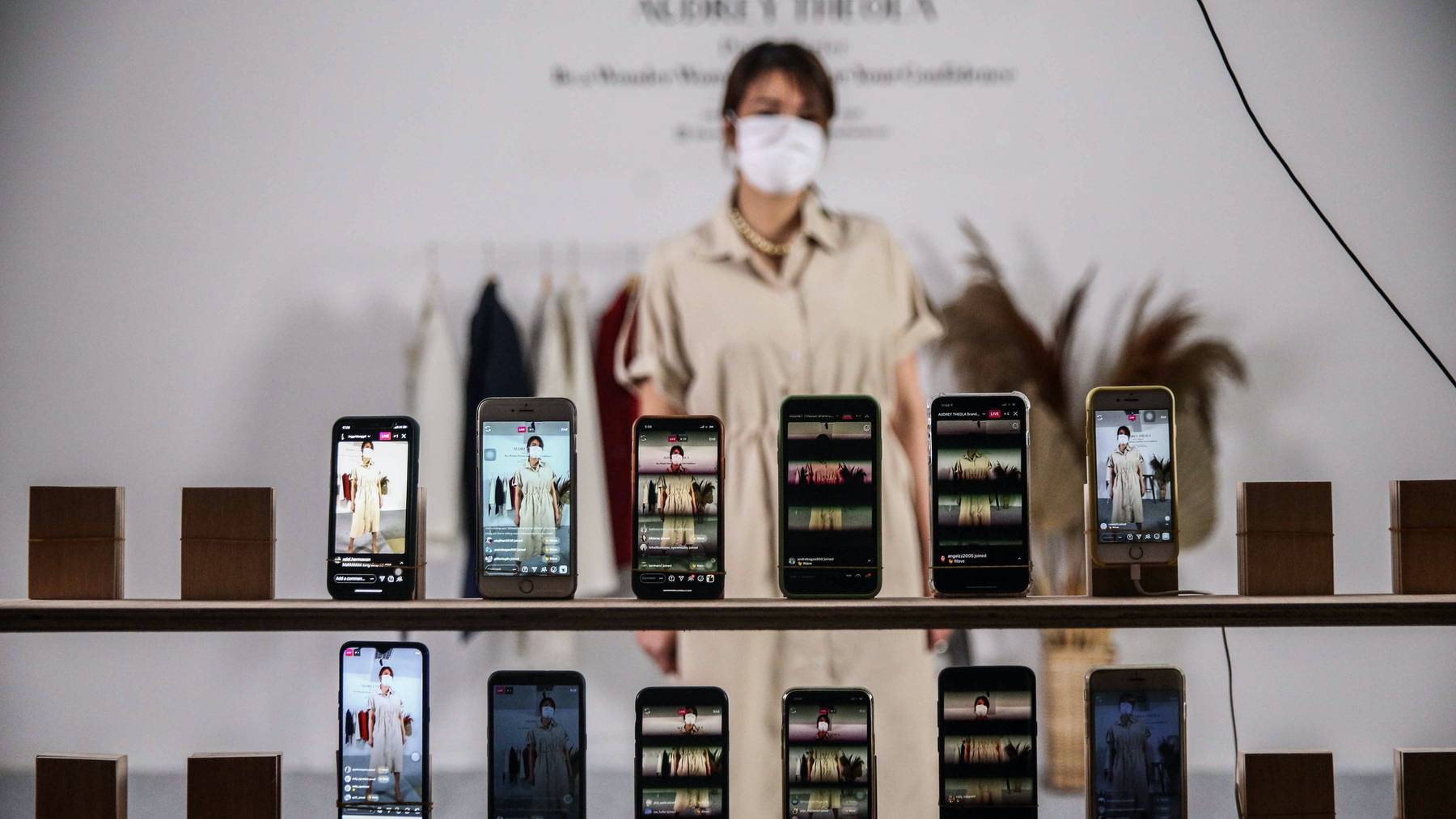 A model showcases designs during a virtual fashion show amid the Coronavirus pandemic in Jakarta, Indonesia. Getty Images.
