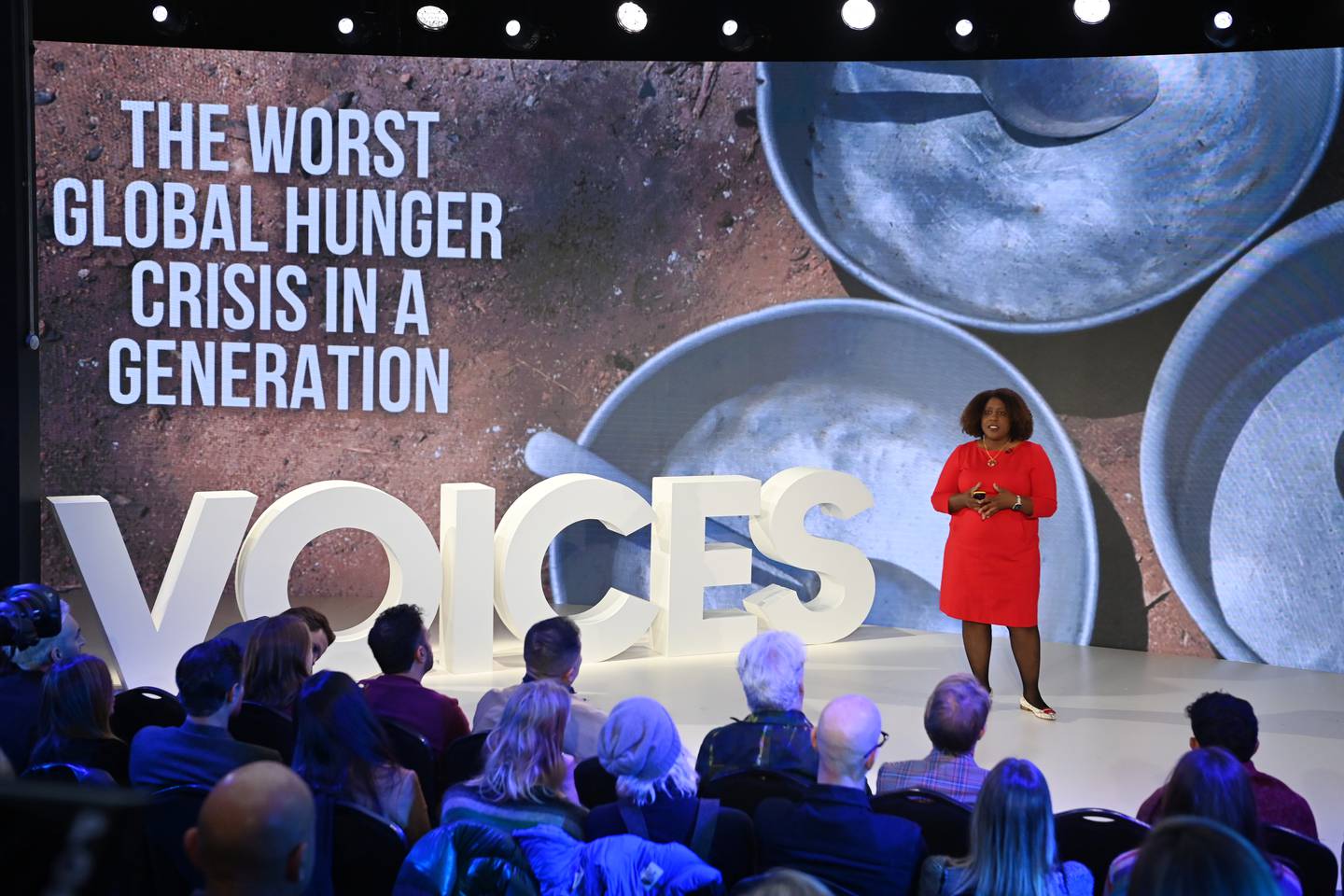 Tjada D'Oyen McKenna speaks at the Conflict, Climate and Today's Global Hunger Crisis Talk at BoF VOICES 2022.