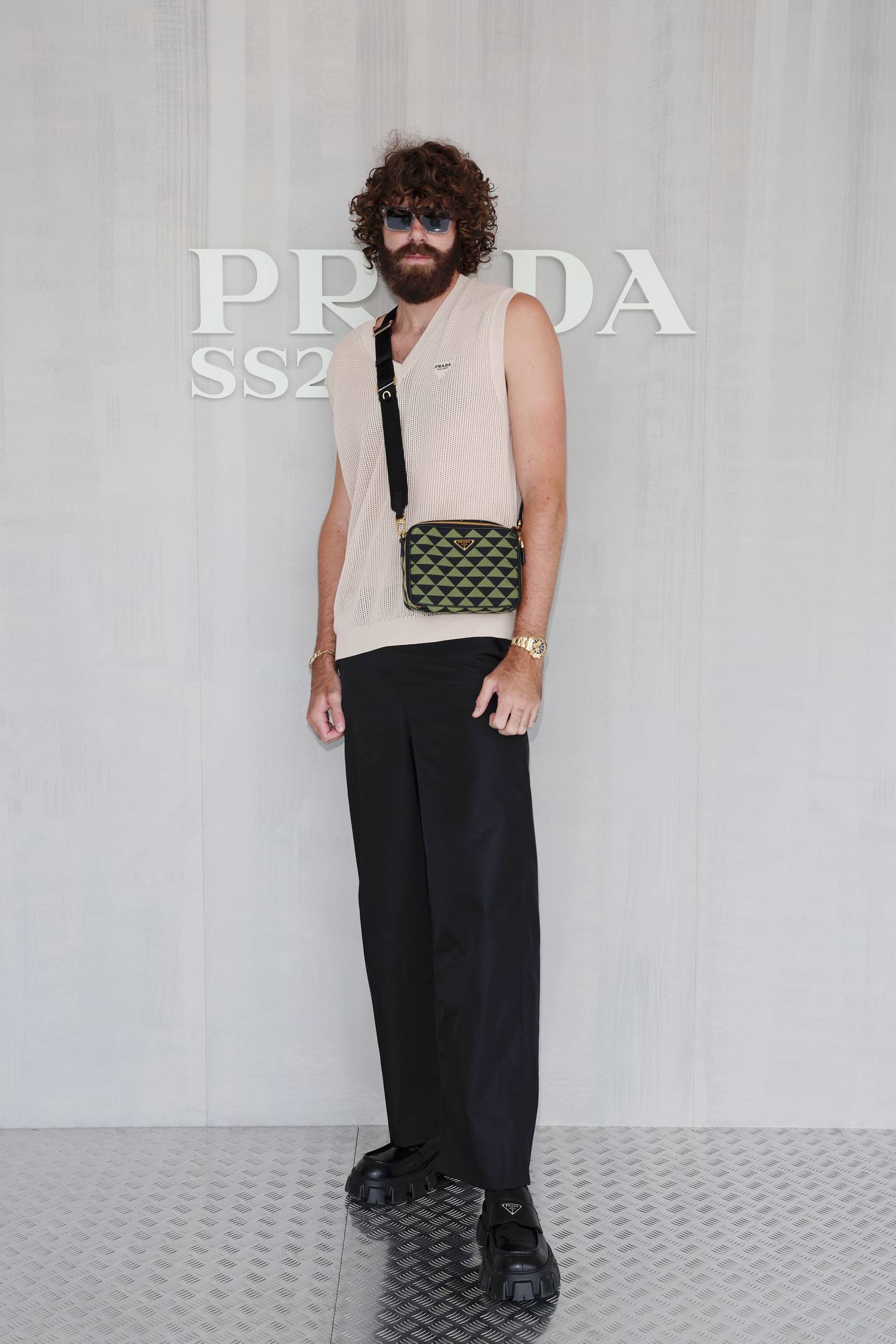 Reilly Opelka attends the Prada Spring/Summer 2024 menswear fashion show during the Milan Men's Fashion Week.
