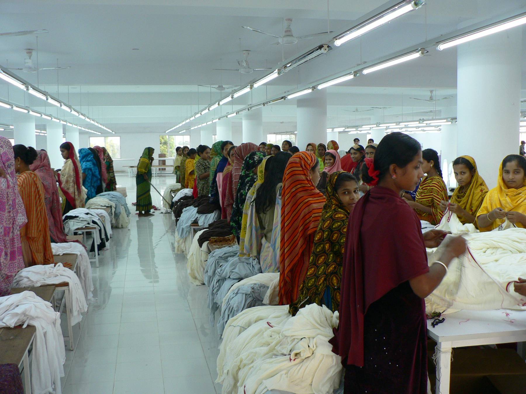 Garment workers in a textile factory in Dhaka, Bangladesh.