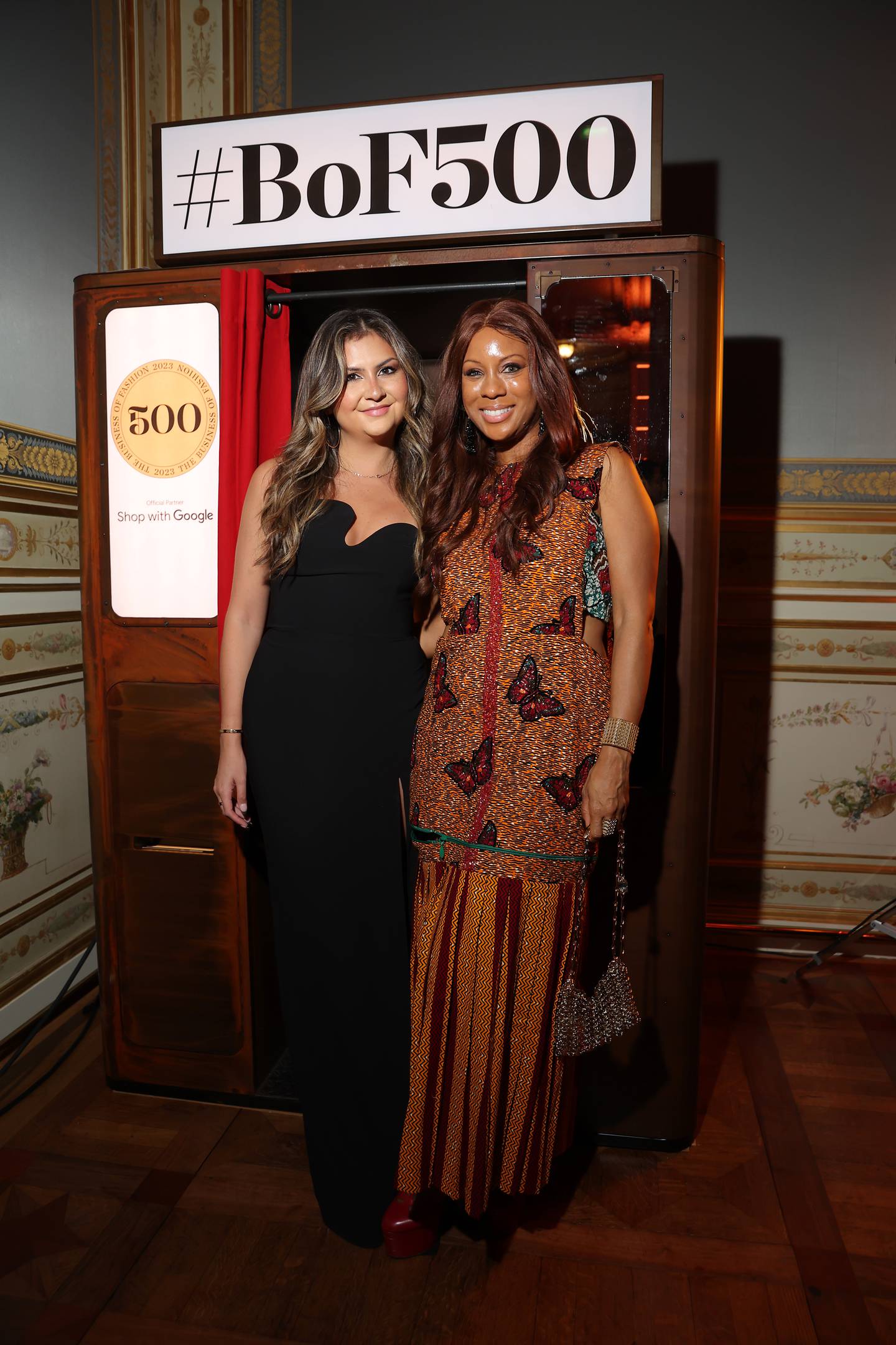 Amanda Pasetes and Stephanie Horton attend the #BoF500 Gala during Paris Fashion Week at Shangri-La Hotel Paris on September 30, 2023 in Paris, France.