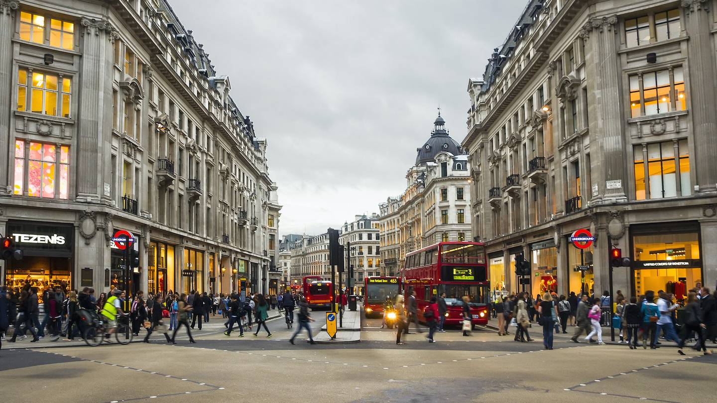 Shoppers on Oxford Street, London.