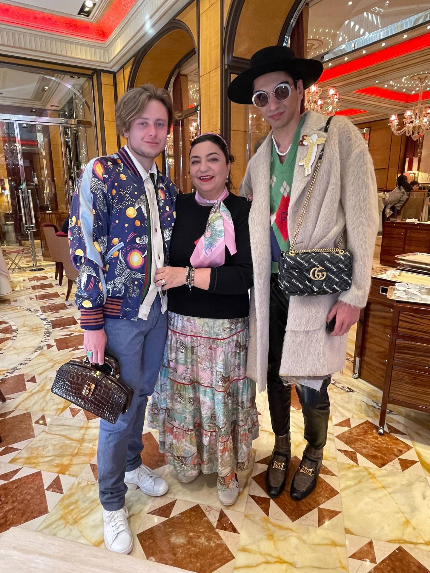 Nedas Butkevicius, Aqila Agha and Ozzy Gazali in Milan during fashion week in February 2022.