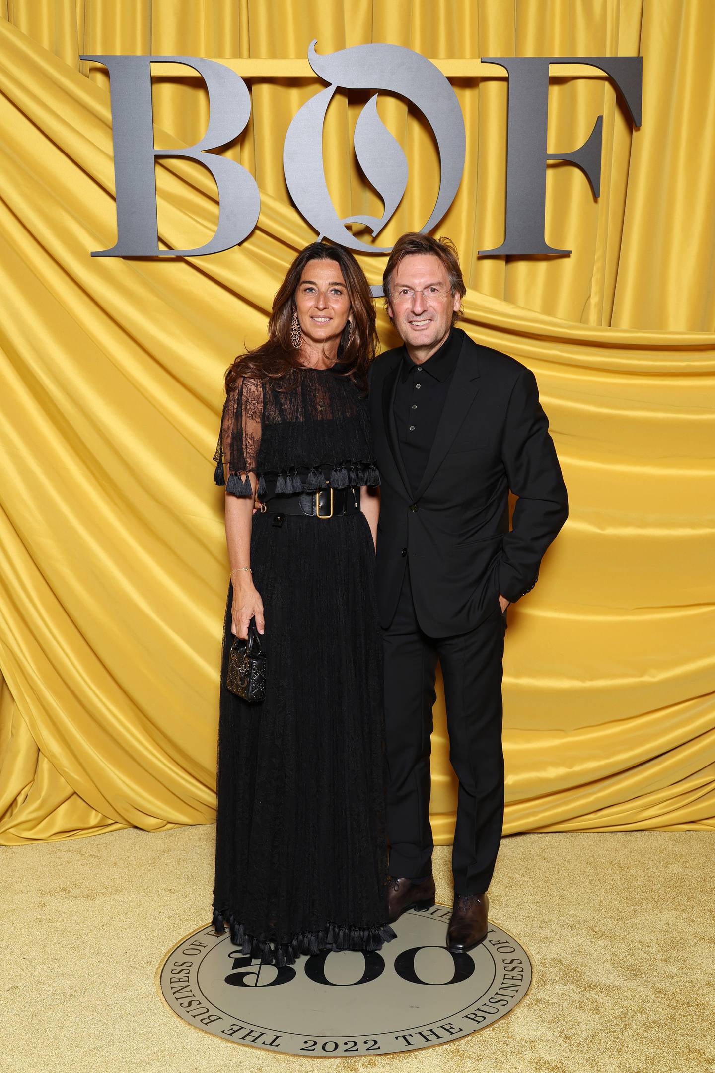 Elisabetta Beccari and Pietro Beccari, chairman and chief executive, from Italy attend the #BoF500 gala during Paris Fashion Week.