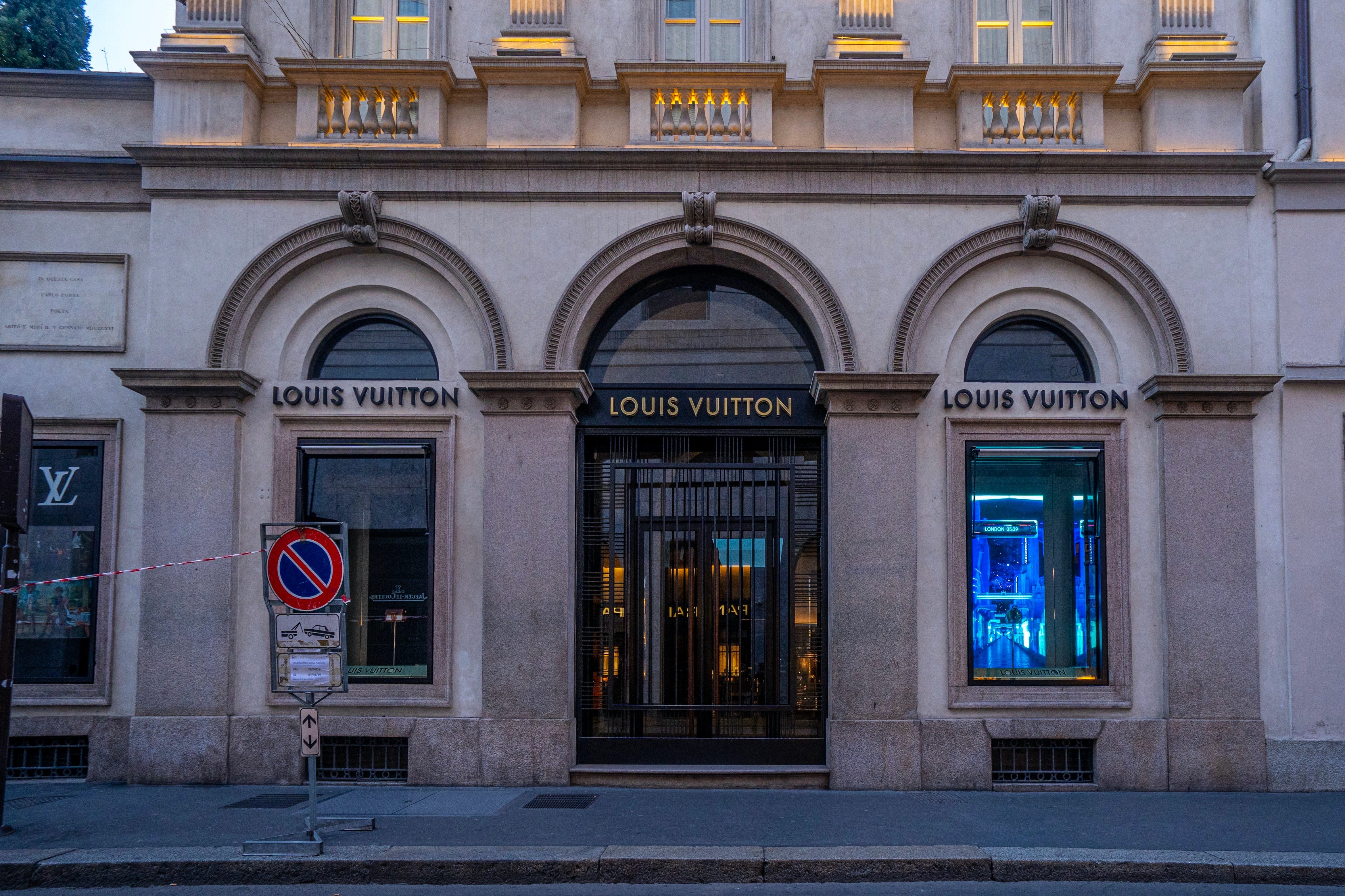 Louis Vuitton store on Via Montenapoleone in Milan