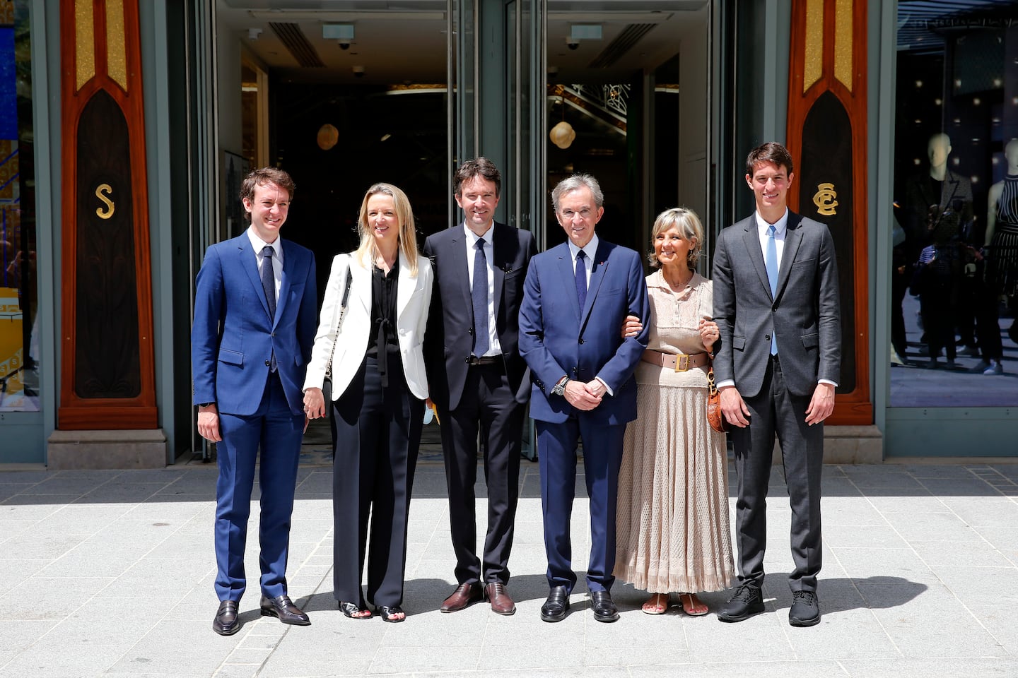 LVMH chief Bernard Arnault, 73, poses with his wife Helene Mercier and four of his five children.