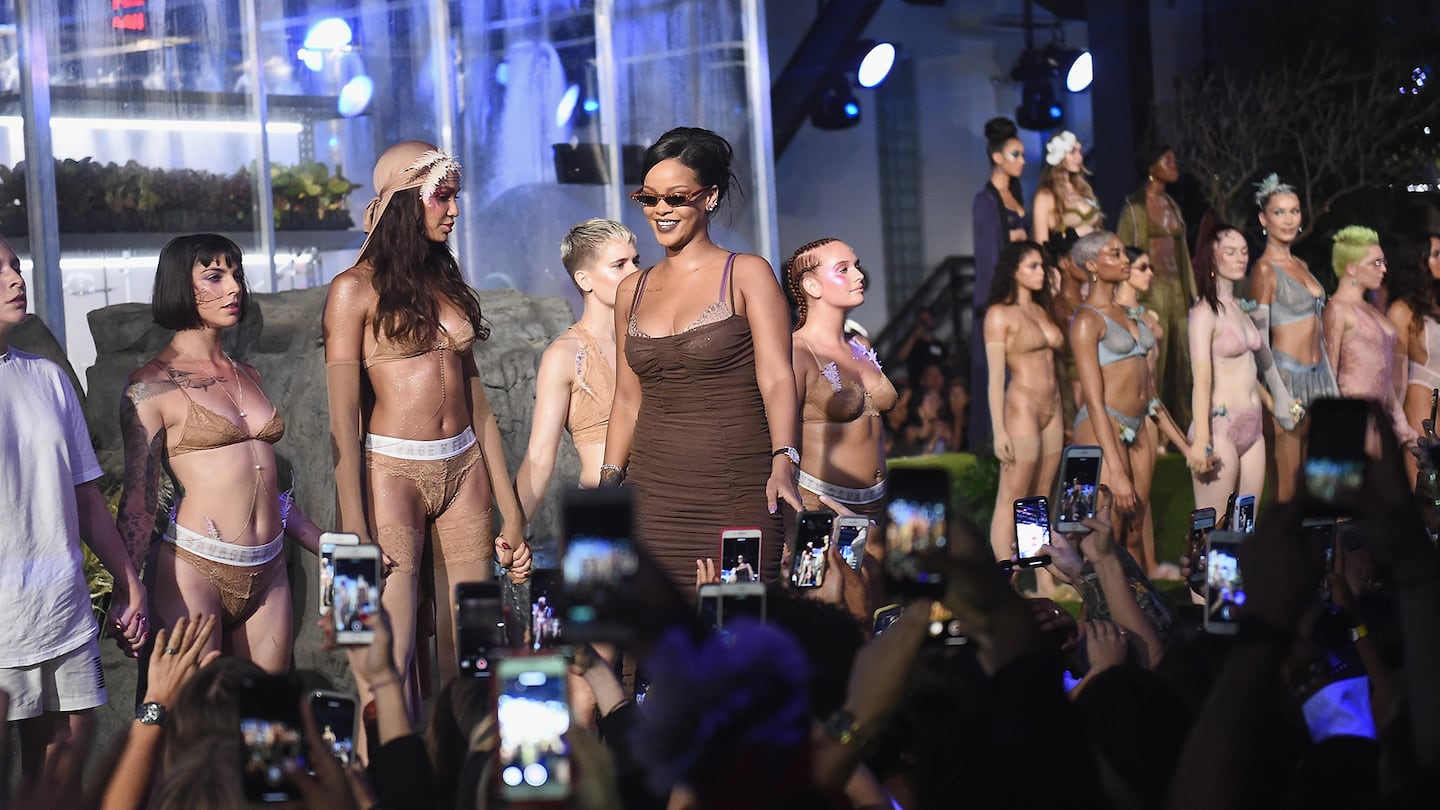 Rihanna walks the runway for the Savage X Fenty Fall/Winter 2018 fashion show during NYFW.