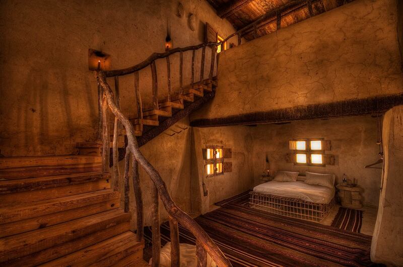 Inside the Adrère Amellal eco-lodge in Siwa, Egypt.
