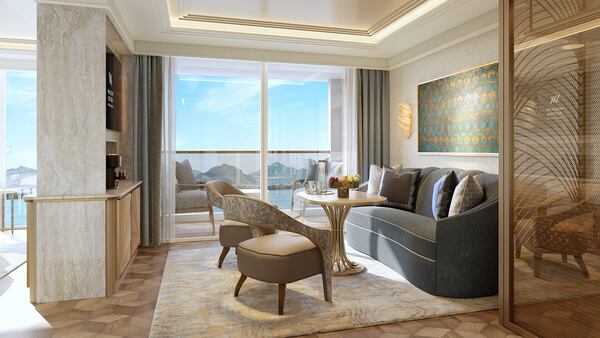 A Lounge Rendering of Waldorf Astoria Nile River Experience