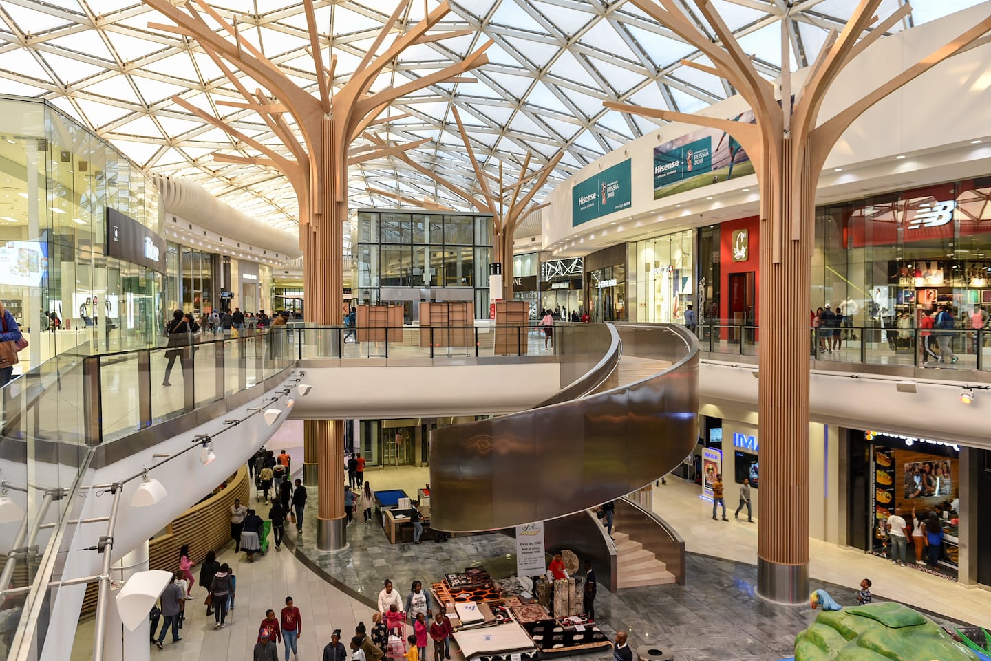 Inside Africa's biggest mall, The Mall of Africa, in Johannesburg. Shutterstock.