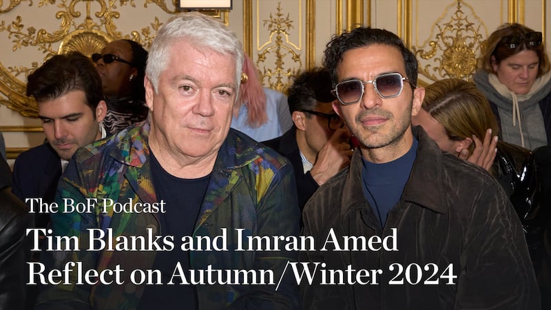 Imran Amed and Tim Blanks at Paris Fashion Week in February 2024.