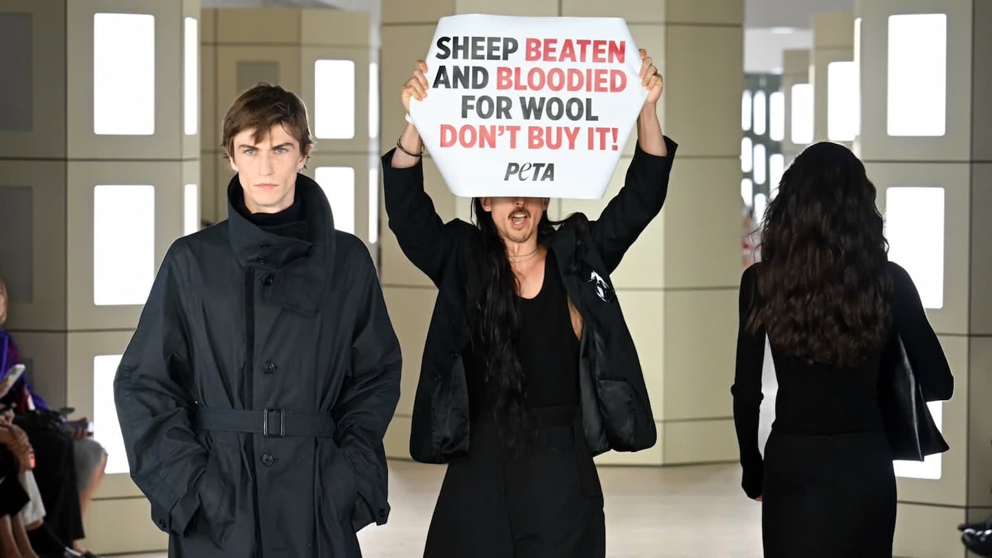 PETA protestors on Cos runway.