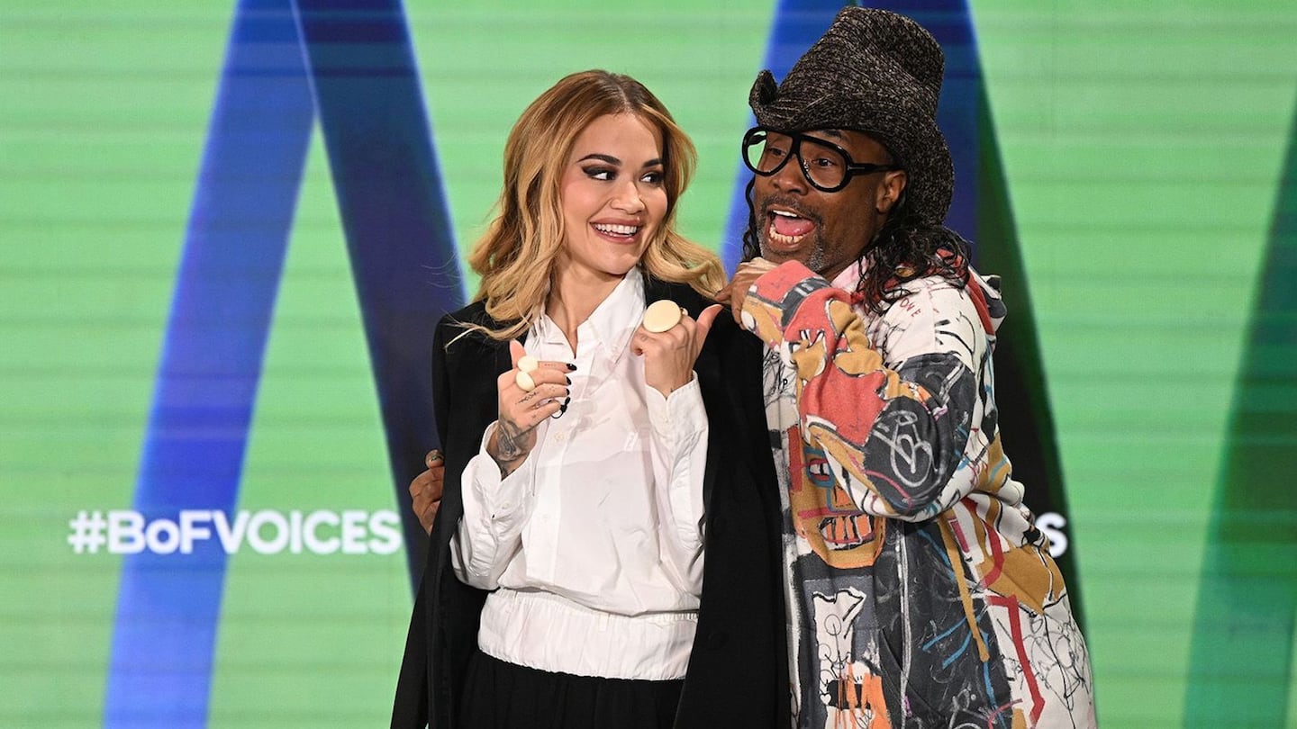 Rita Ora and Billy Porter onstage during BoF VOICES 2023.