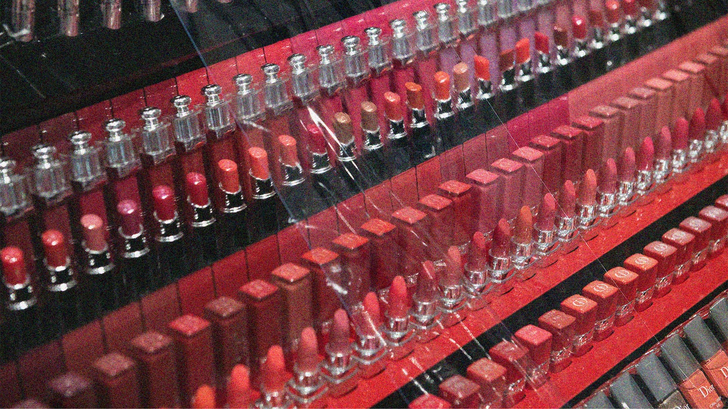 Lipsticks on a display