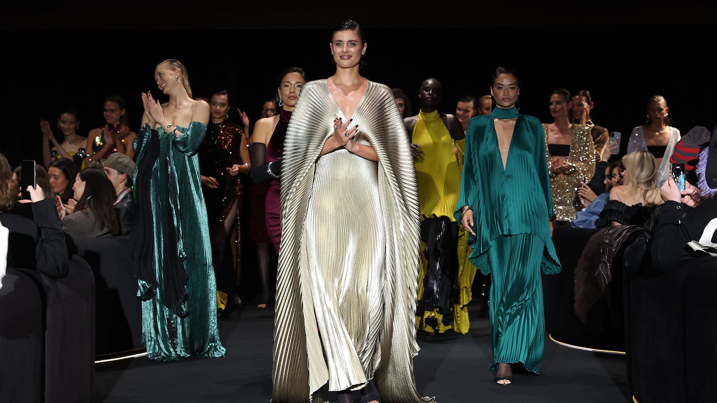 Models present the latest collection by L'idée Woman at Australian
Fashion Week in Sydney in May 2026. Runway - modal - dress.