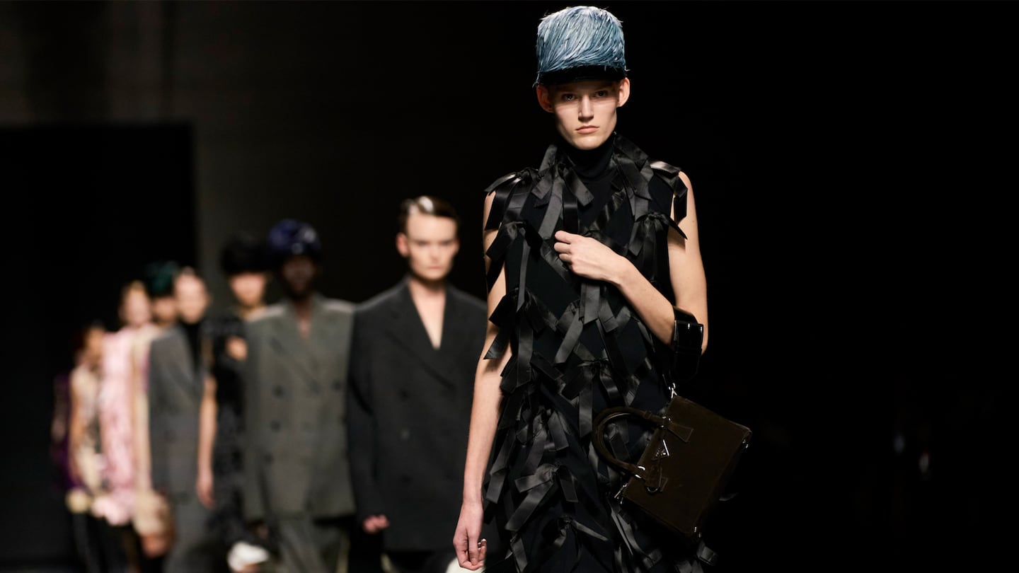 Models walk the runway for Prada Autumn/Winter 2024.