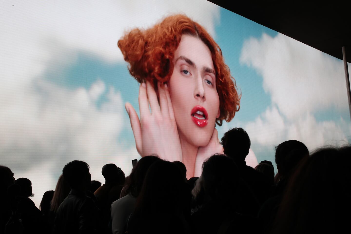 PARIS, FRANCE - OCTOBER 01:  Illustration view of singer of the show Sophie Xeon aka Sophie on the screen during the Louis Vuitton Womenswear Spring/Summer 2020 show as part of Paris Fashion Week on October 01, 2019 in Paris, France. (Photo by Bertrand Rindoff Petroff/Getty Images)