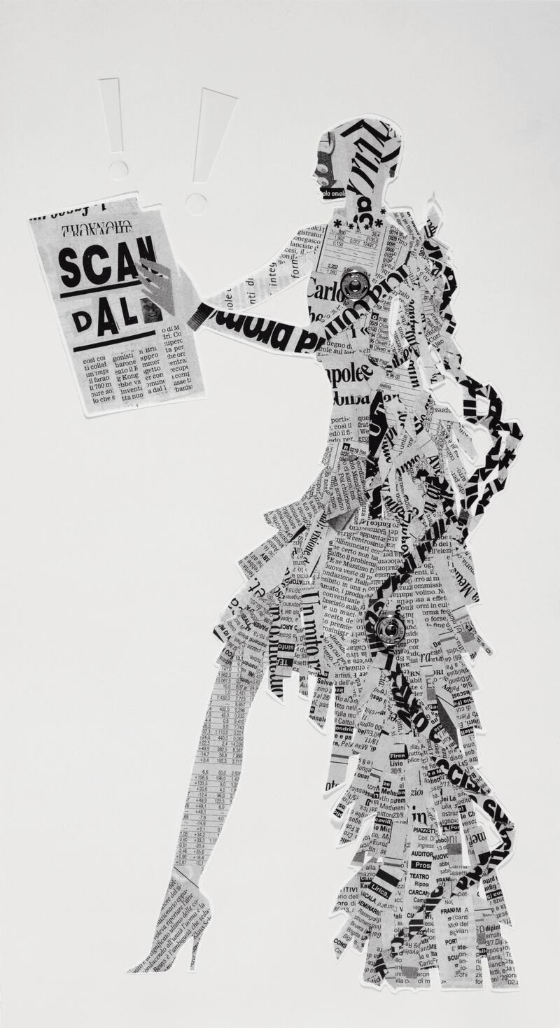 Christian Dior Haute Couture, newsprint collage, Visionaire (USA), 2000