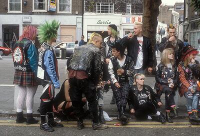 Punks wearing Dr Martens hanging out on the Kings Road, London 1983 | Source: Courtesy