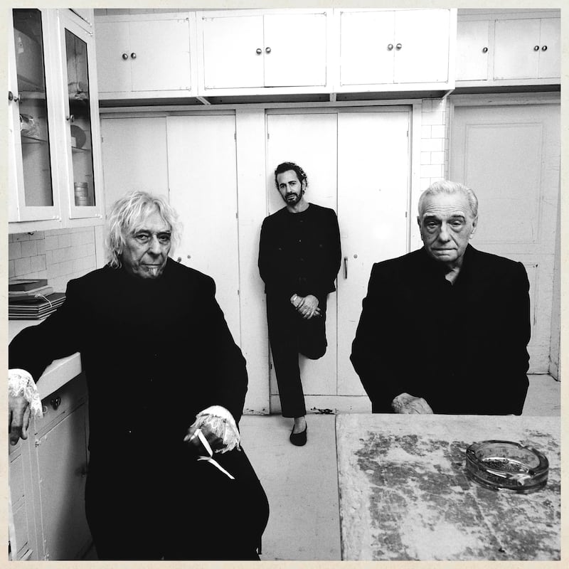 John Cale, Marc Jacobs, and Martin Scorsese in the cover of Music, Fashion, Film, an album by Charli XCX.
