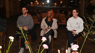 From left to right, Snap Inc.’s global head of luxury Geoffrey Perez, creative technologist Ommy Akhe and BoF's Robin Mellery-Pratt host the salon conversation.