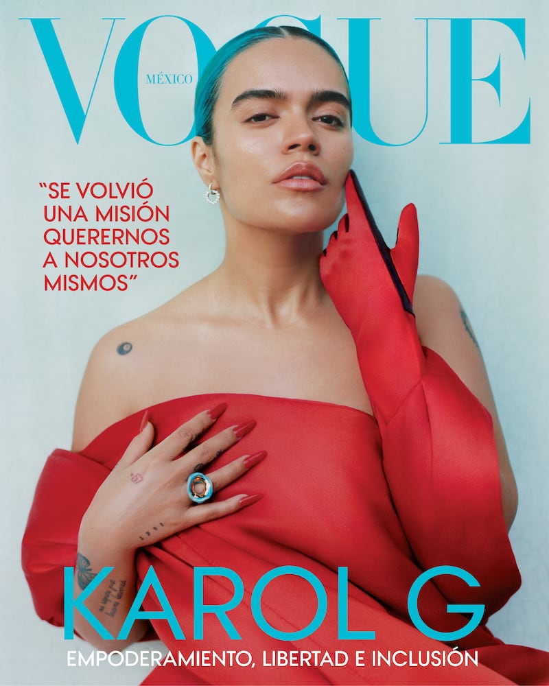 Karol G on the cover of the March 2022 edition of Vogue Mexico & Latin America.