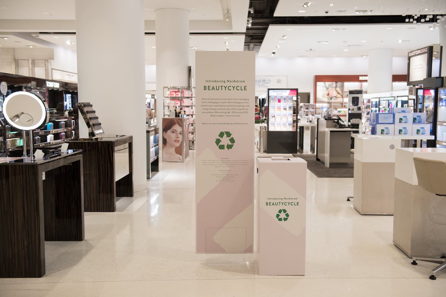 Nordstrom and other retailers are making it easier for shoppers to recycle beauty product packaging. Source: Courtesy.
